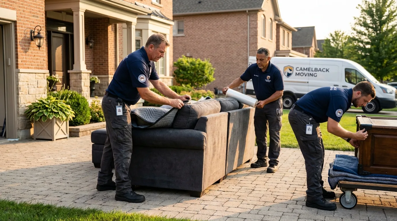Large estate moving crew wrapping furniture in Girardville, PA
