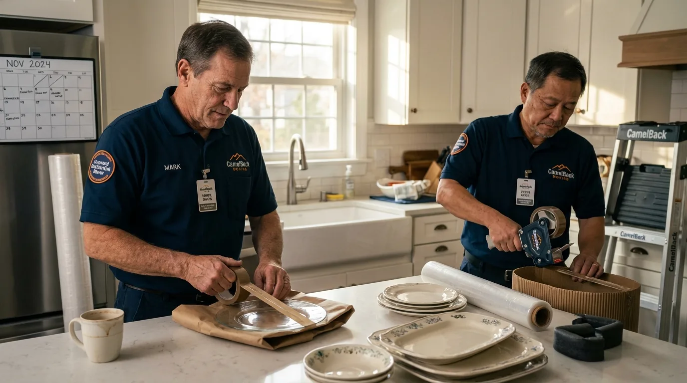 Professional crew packing kitchen dishware in Girardville, PA