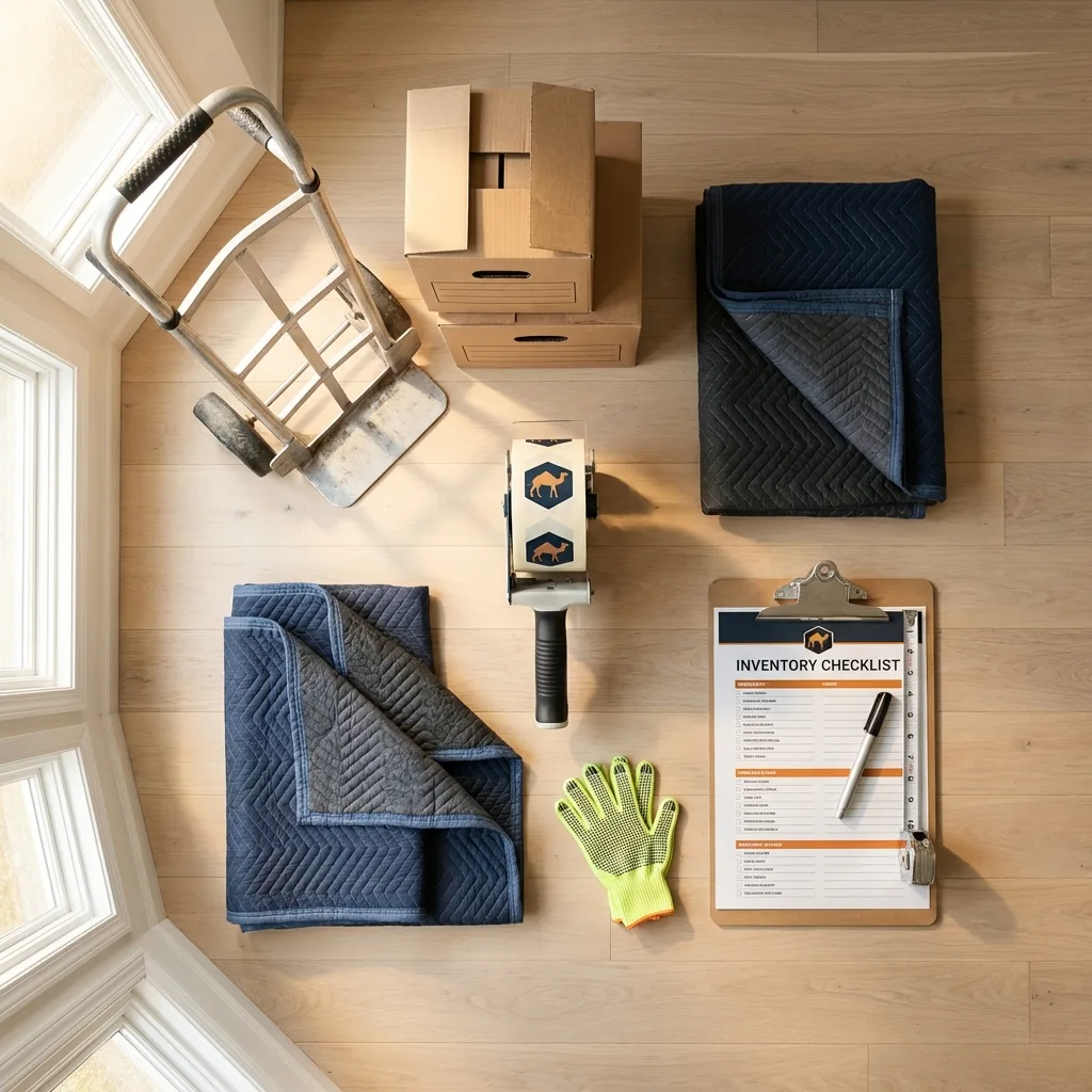 Professional moving supplies and packing materials layout for Girardville residential relocations